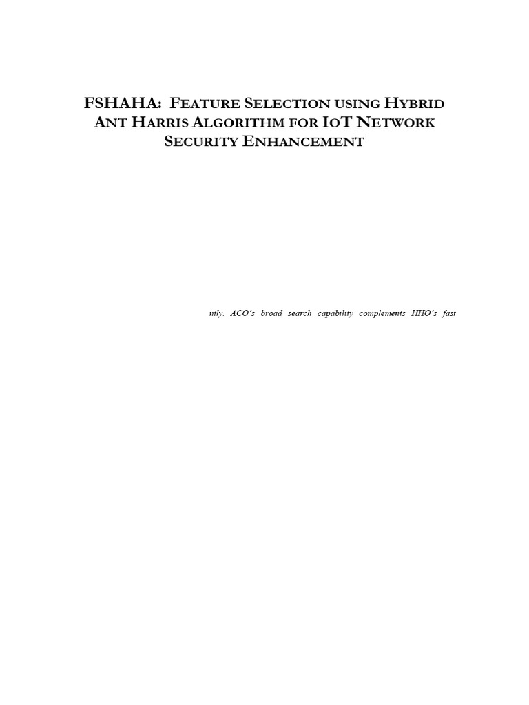 Hybrid Ant-Harris Algorithm for IoT Security | PDF | Sensitivity And ...