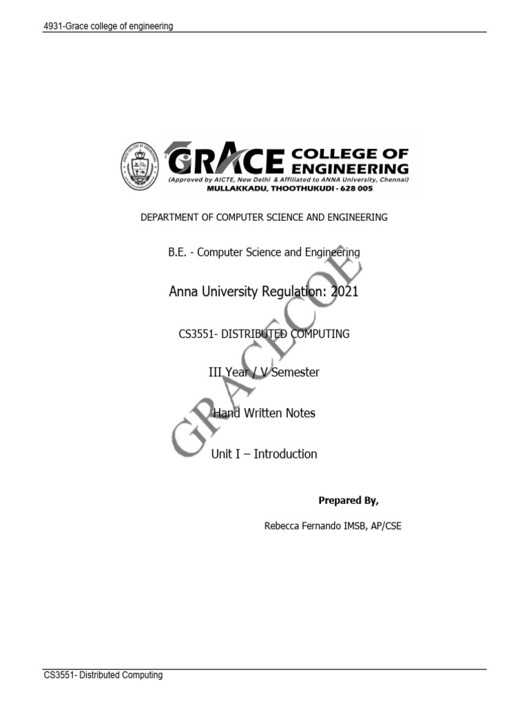 DC - Unit - 1 Notes | PDF | Computer Science | Computing
