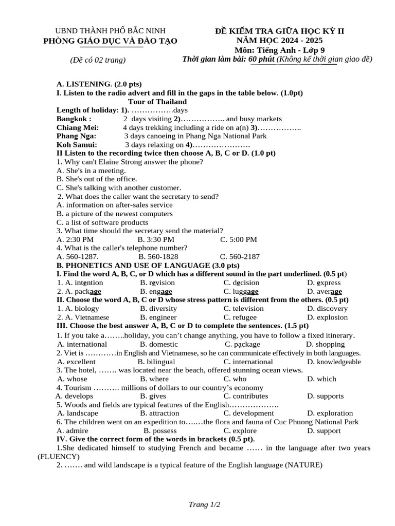 English Test for 9th Grade Students | PDF | Beach | Coral Reef