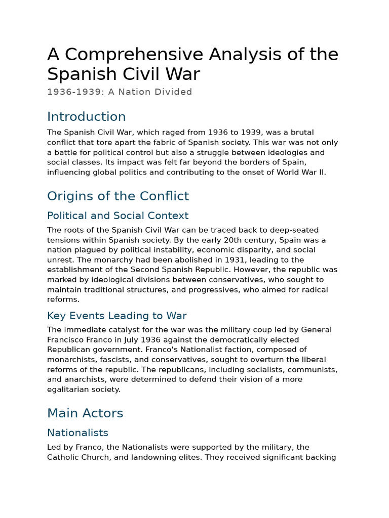 Spanish Civil War: Causes and Consequences | PDF | Spanish Civil War ...
