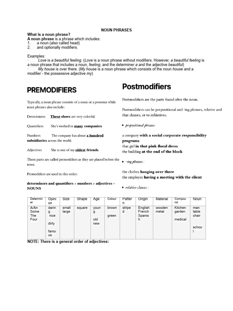 Understanding Noun Phrases Explained | PDF
