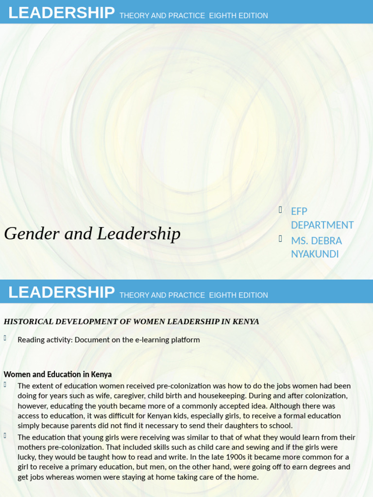 Gender and Leadership in Kenya | PDF | Stereotypes | Leadership