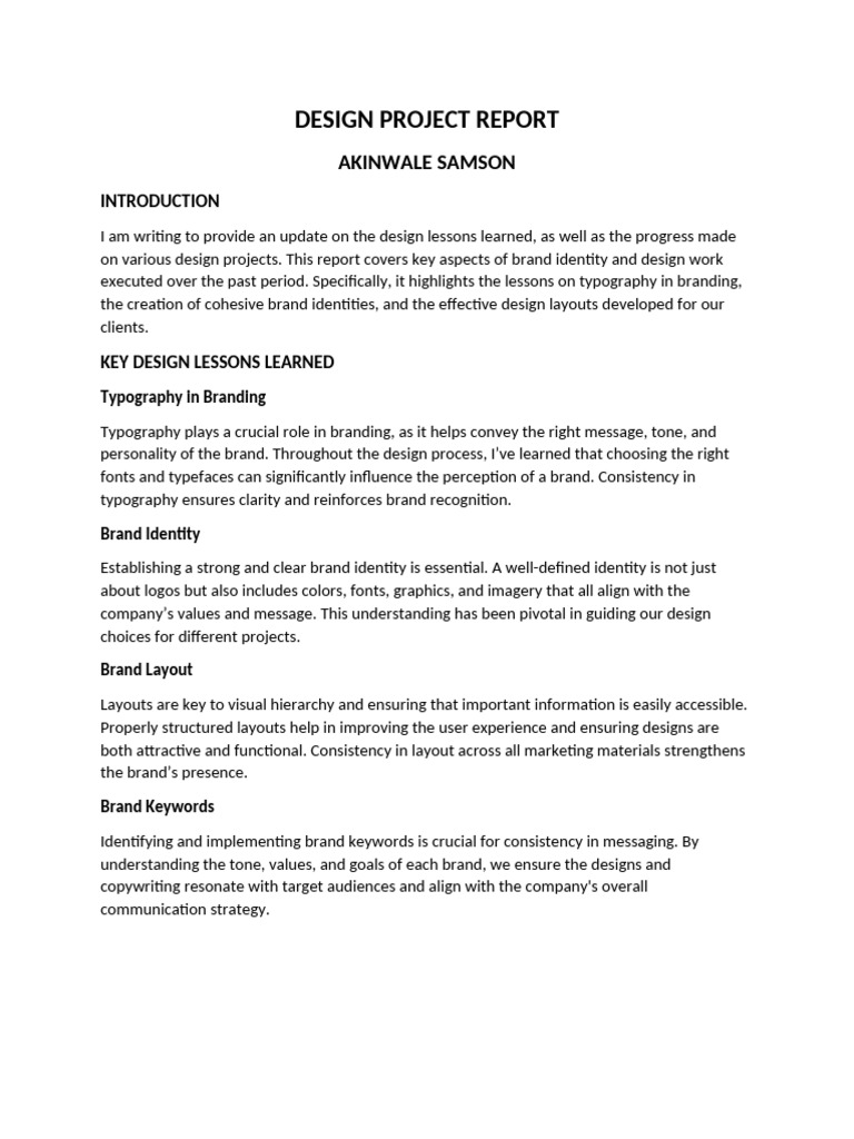 Design Project Report For MR Femi | PDF | Brand | Typography