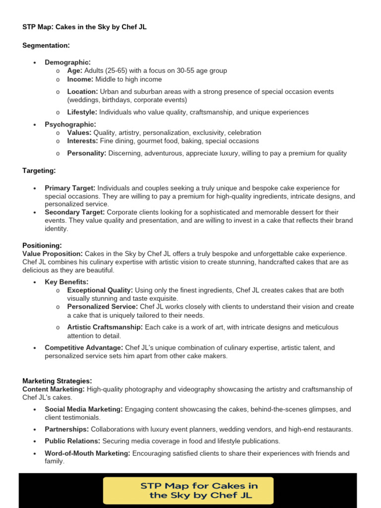 Skill Building Activity_Module 4 - STP Map | PDF | Marketing | Cakes