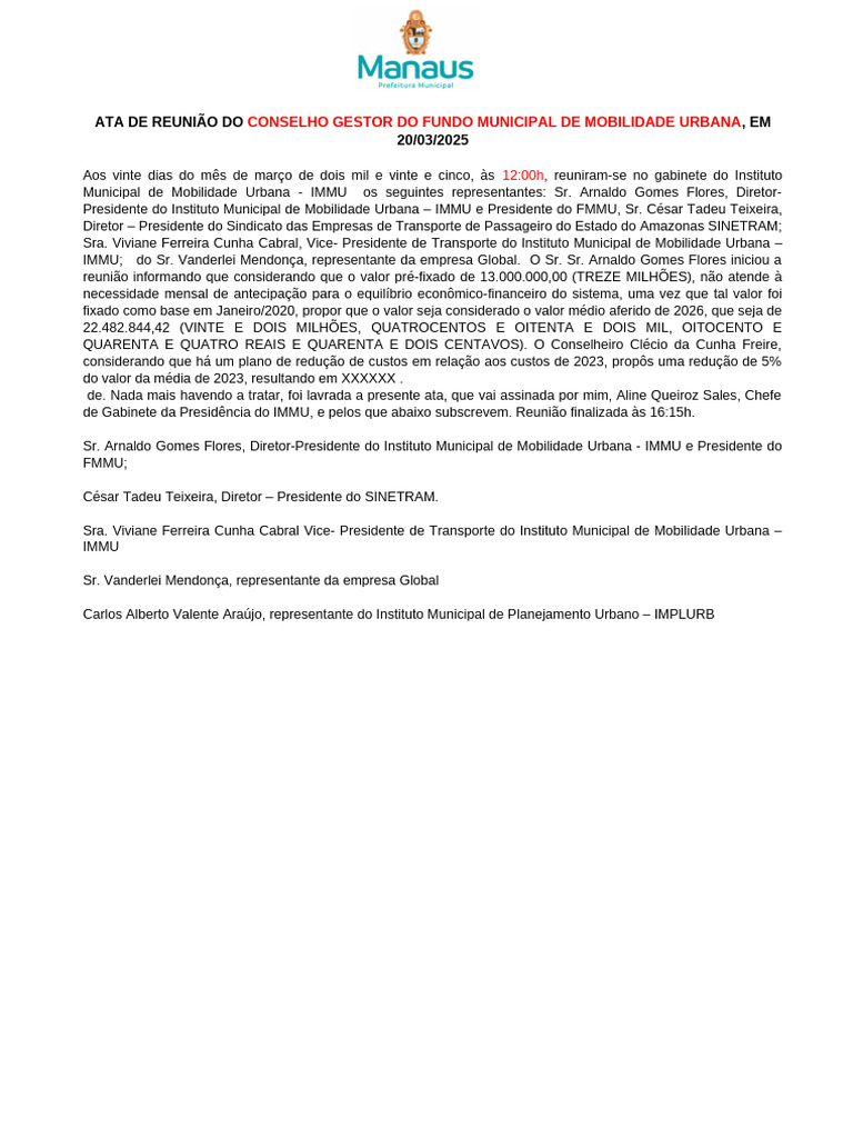 Ata da Reunião do FMMU - 20/03/2025 | PDF