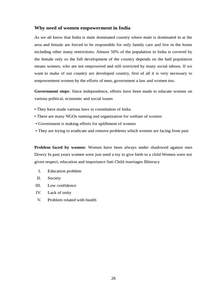 Women Empowerment in India: A Necessity | PDF | Gender Equality ...