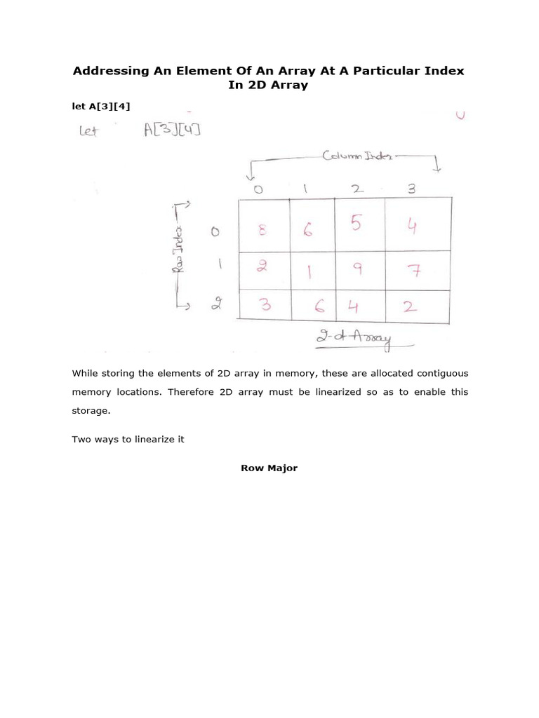Address Calculation in 2 D Arrarry | PDF | Computer Data | Matrix Theory
