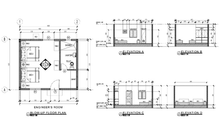 Detailed Floor Plan and Elevations | PDF | Toilet | Hygiene