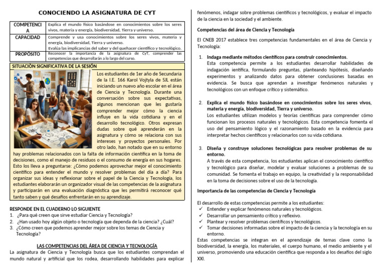 1° Sec - UNIDAD 1 - ACTIVIDAD 1 (CyT Explica 2025) - Conociendo la ...