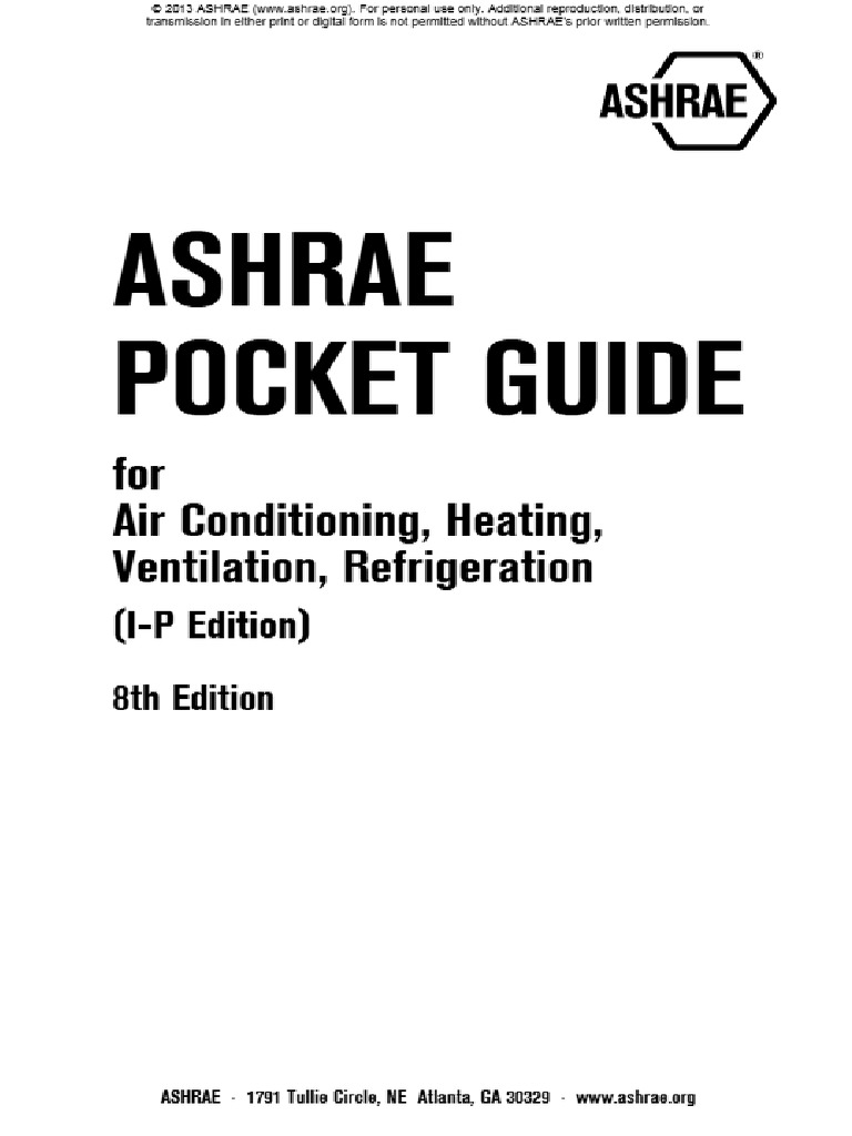 ASHRAE Pocket Guide - HVAC, Refrigeration, 8th Edition | PDF