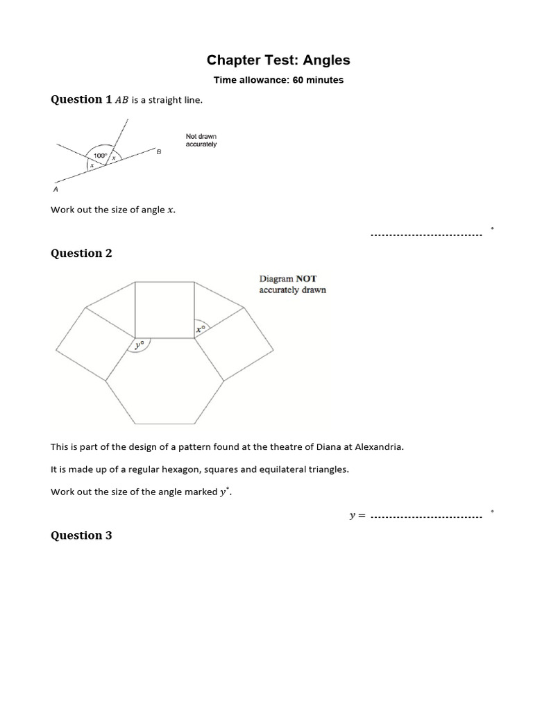 Geometry Angles Worksheet Test | PDF | Triangle | Geometric Shapes