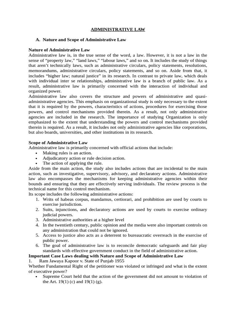 ADMINISTRATIVE LAW | PDF | Separation Of Powers | Administrative Law