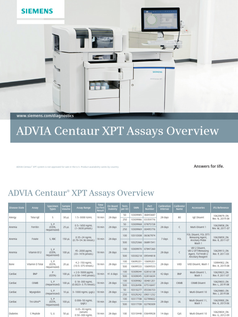 ADVIA Centaur XPT_Assay Overview | PDF | Anemia | Blood