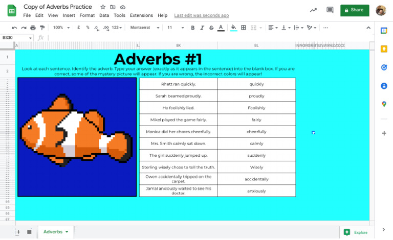 Adverbs Practice Worksheet | PDF