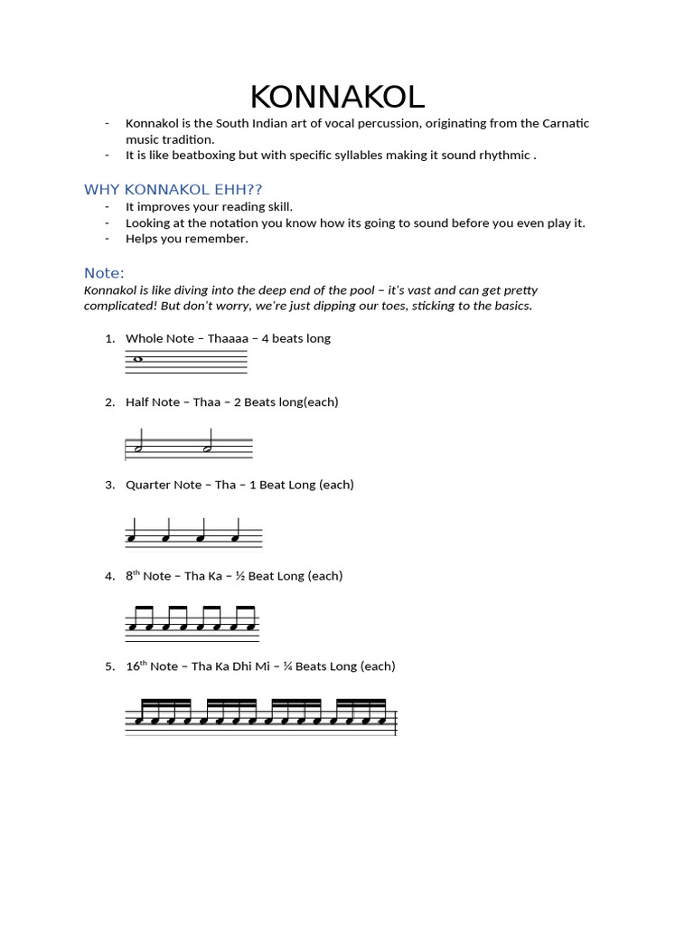 Konnakol Basics: Vocal Percussion Guide | PDF