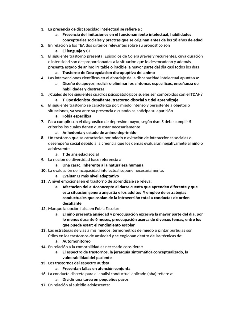 Parcial | PDF | Desorden hiperactivo y deficit de atencion | Autismo