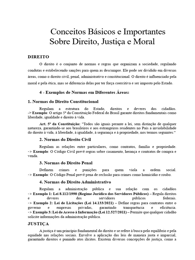 Direito, Justiça e Moral: Conceitos Fundamentais | PDF | Justiça ...