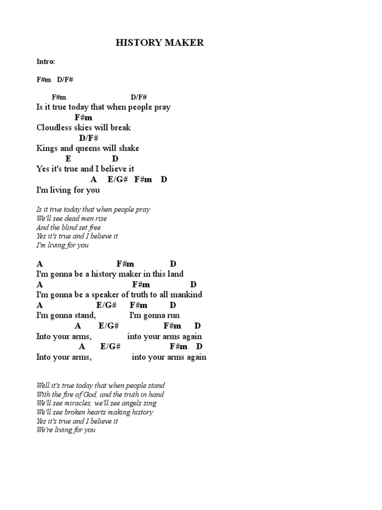 History Maker Chords (A) PDF
