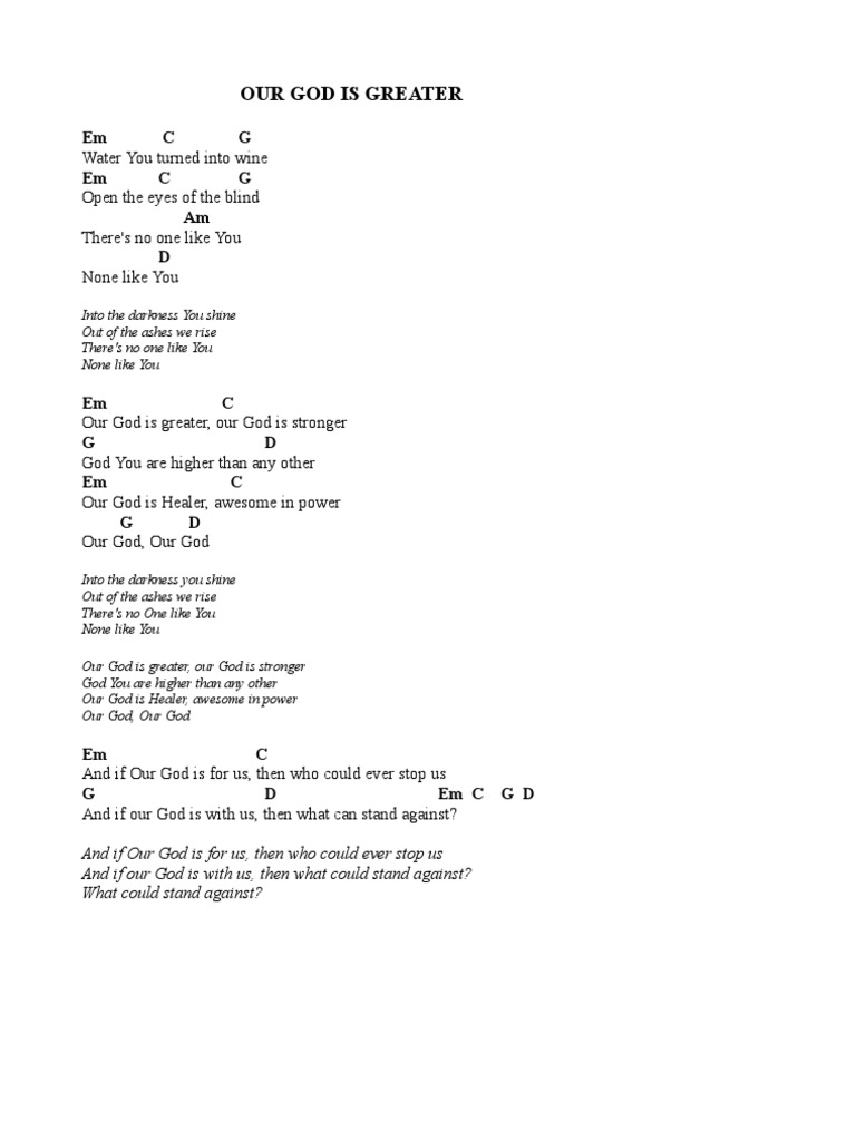 Our God Is Greater Chords (G) PDF