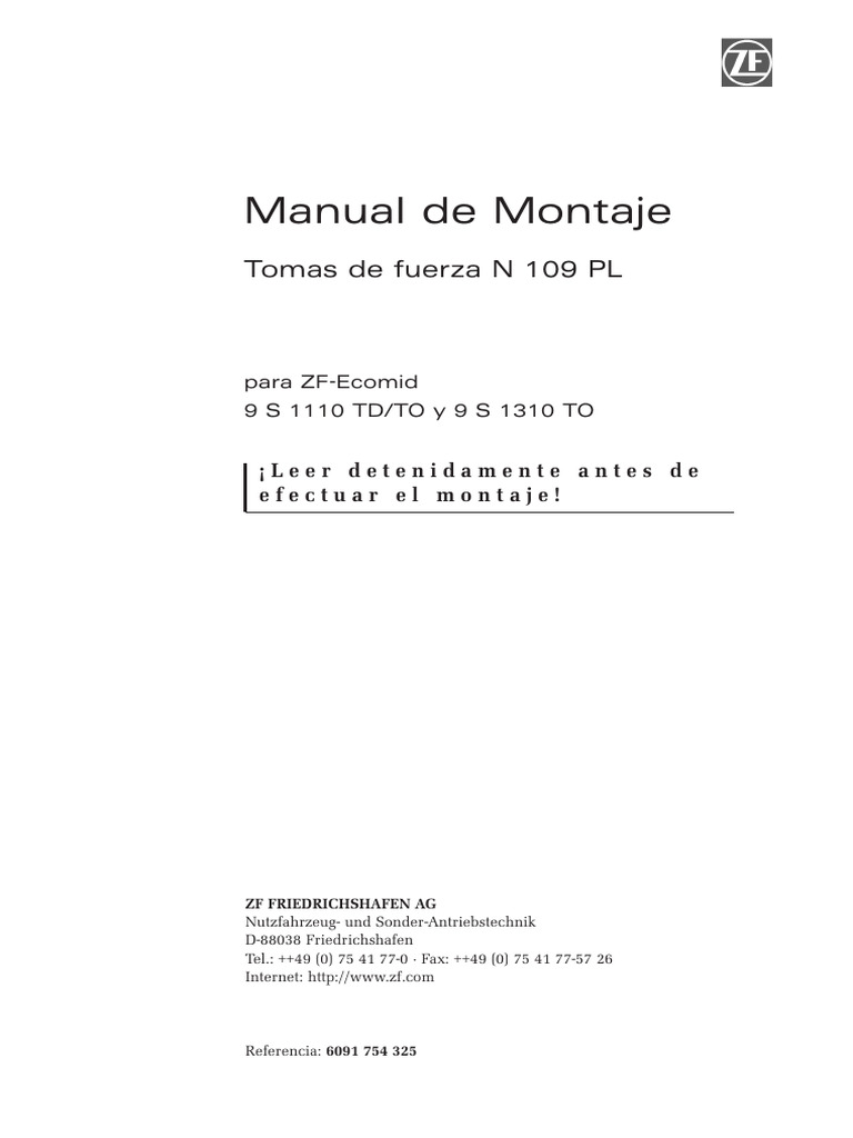 Manual de Montaje Tomas de Fuerza n109 PL para 9s 1110 | PDF | Tornillo ...