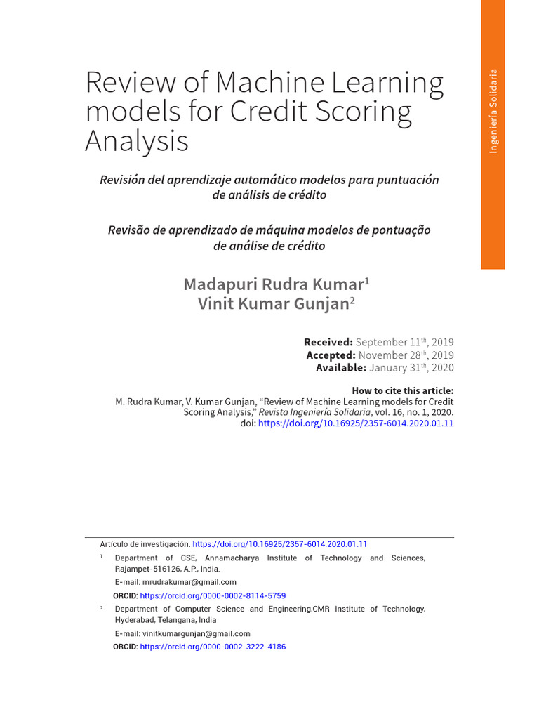 Machine Learning in Credit Scoring | PDF | Machine Learning | Deep Learning