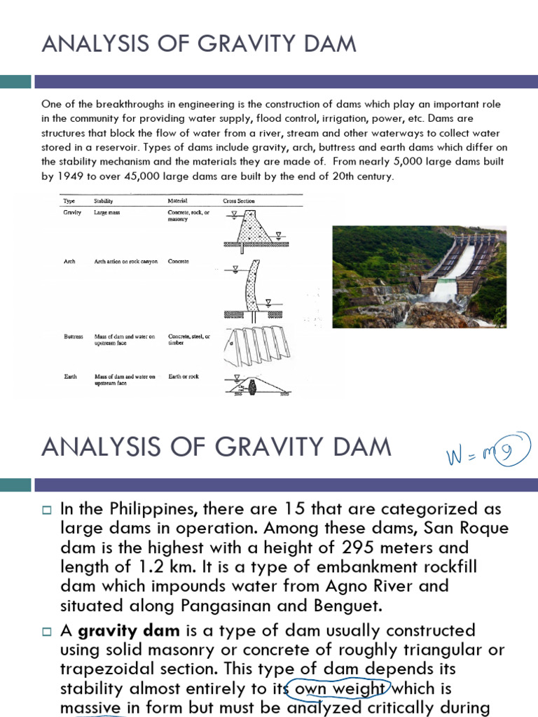 Gravity Dam Analysis and Stability Factors | PDF | Dam | Stress (Mechanics)