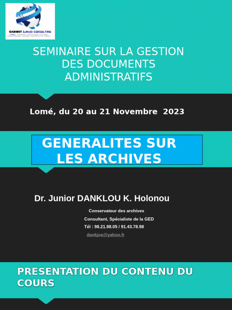 Gestion des Archives Administratives | PDF | Archives