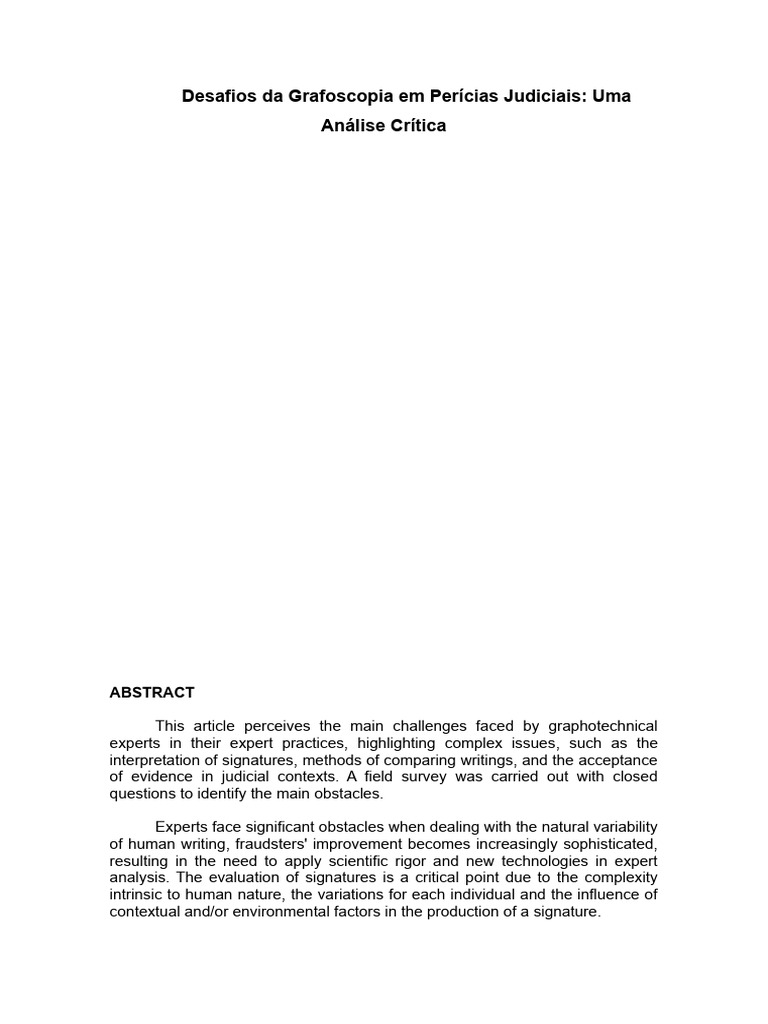 Desafios da Grafoscopia em Perícias Judiciais | PDF | Science | Escrita