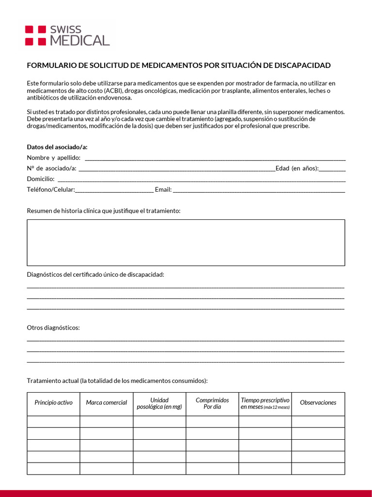 Solicitud de Medicamentos por Discapacidad | PDF | Medicamentos con ...