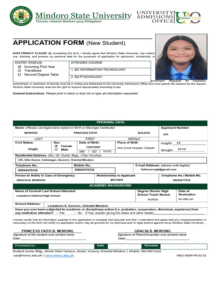 Mindoro State University Application Form | PDF | Justice | Crime ...