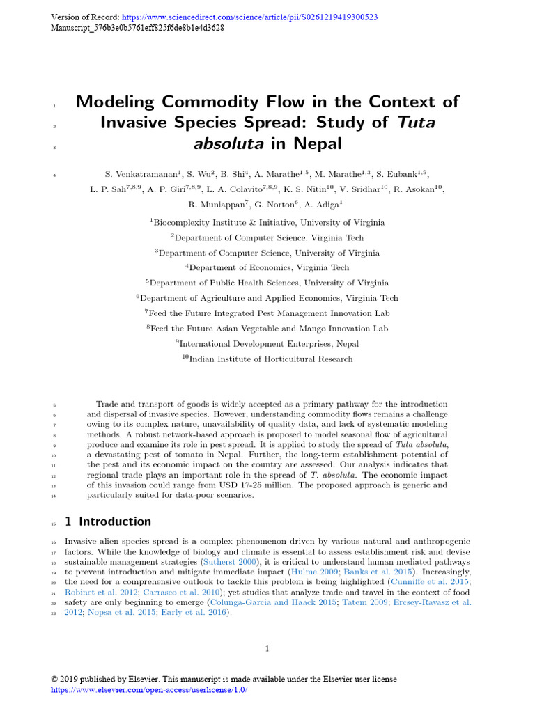 Modeling Commodity Flow in The Context of Invasive Species Spread ...
