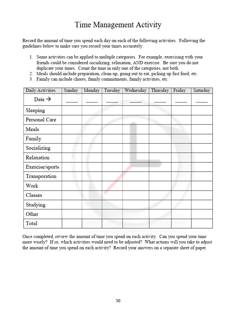 Daily Time Management Tracker | PDF