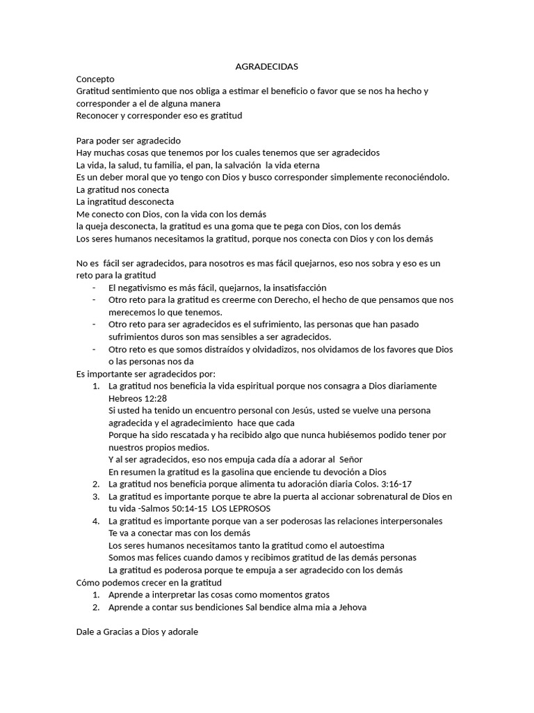 La Importancia de la Gratitud | PDF | Gratitud | Dios