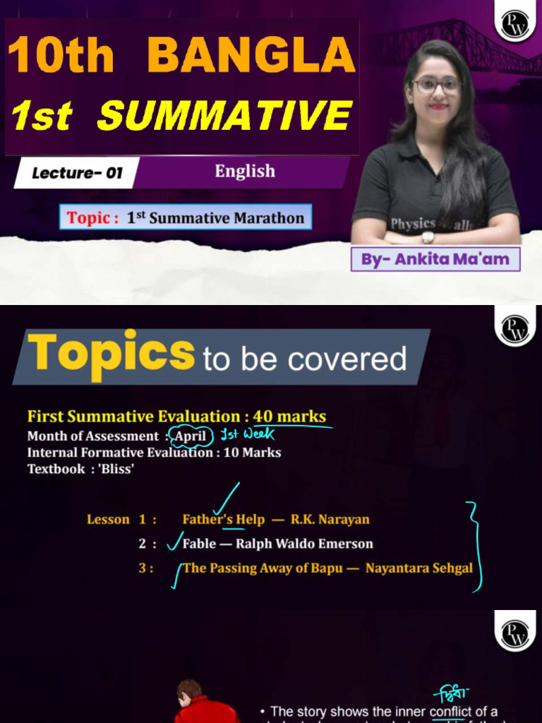 1st Summative Marathon 01 : English Class Notes || 10th Bangla 1st ...