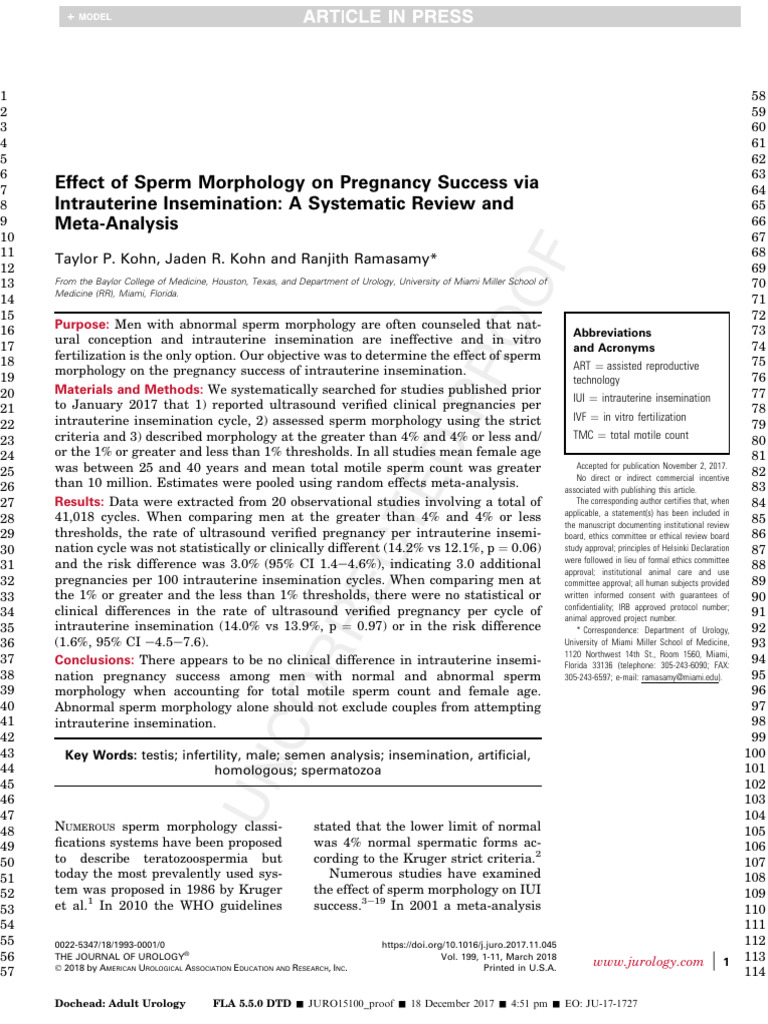 Sperm Morphology's Impact on IUI Success | PDF | In Vitro Fertilisation ...