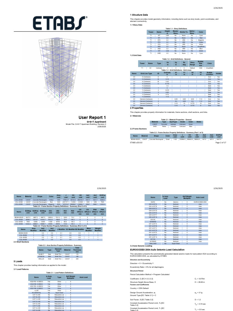 G+6+T Apartment Structural Model Data | PDF
