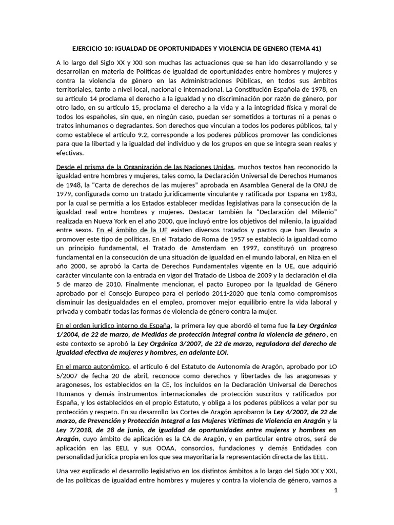 Igualdad de Oportunidades y Violencia de Género | PDF | Estudios de ...