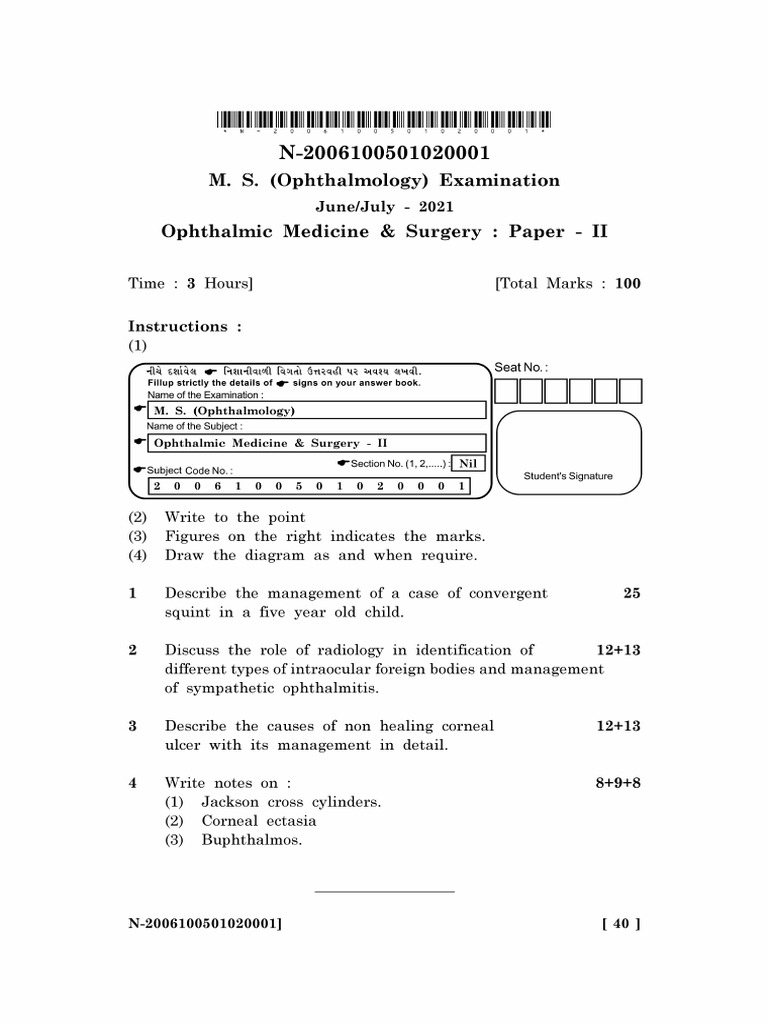N-2006100501020001 M. S. (Ophthalmology) Examination June - July - 2021 ...