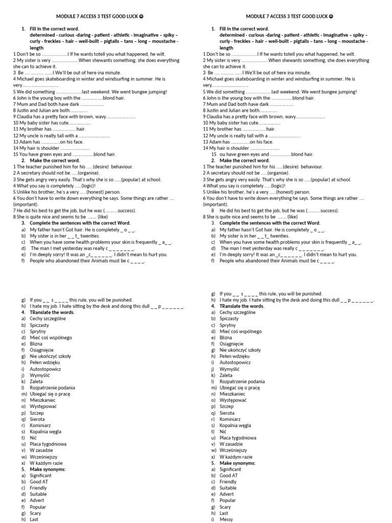 Access 3 Module 7 Test Questions | PDF