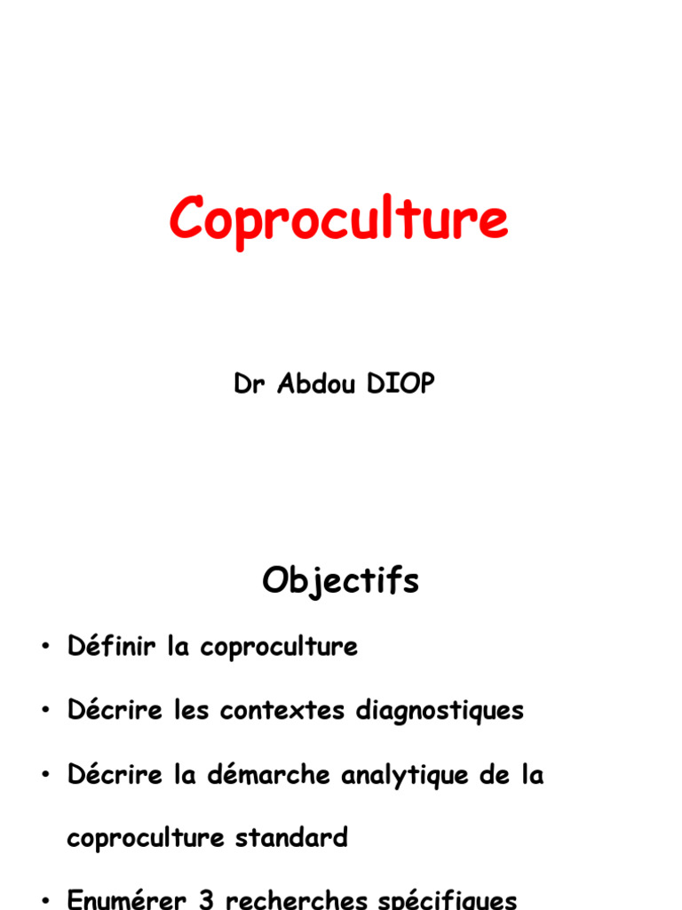 Coproculture et diarrhées infectieuses | PDF | Intoxication alimentaire ...