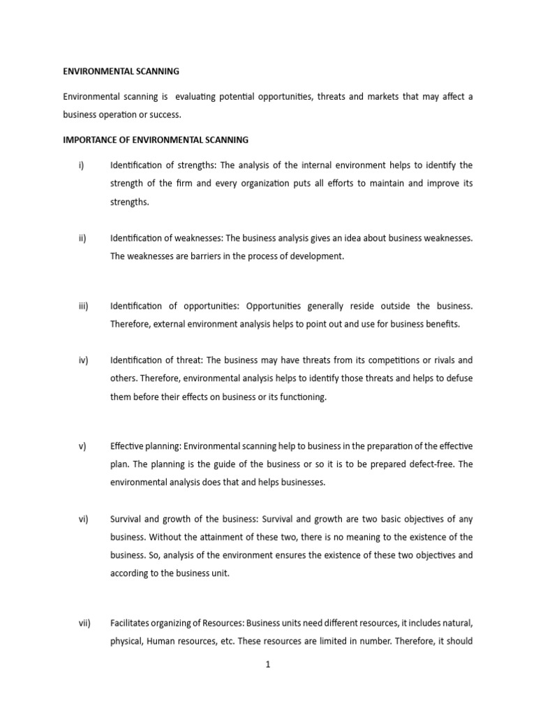Importance of Environmental Scanning | PDF | Economies | Private Sector