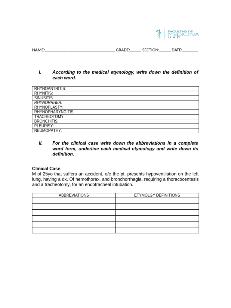 Medical Etymology and Definitions Guide | PDF | Gallbladder ...
