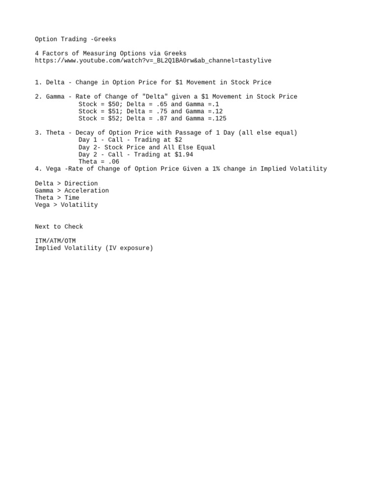 Understanding Options Trading Greeks | PDF