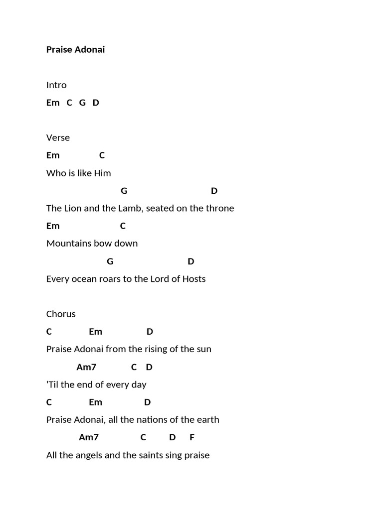 Praise Adonai - Key em | PDF
