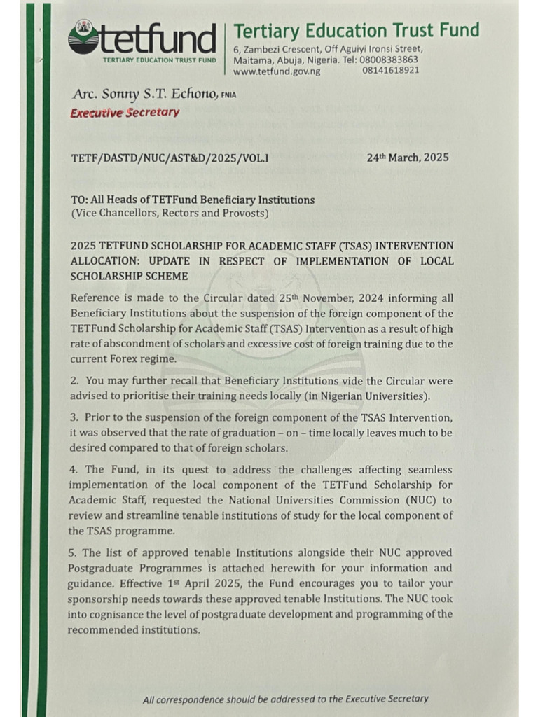 Tenable Institutions of Study | PDF