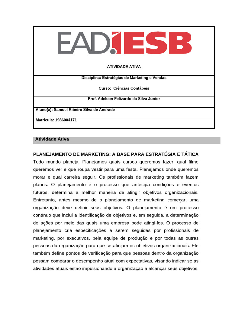 Planejamento de Marketing Eficaz | PDF | Marketing | Mercado (economia)