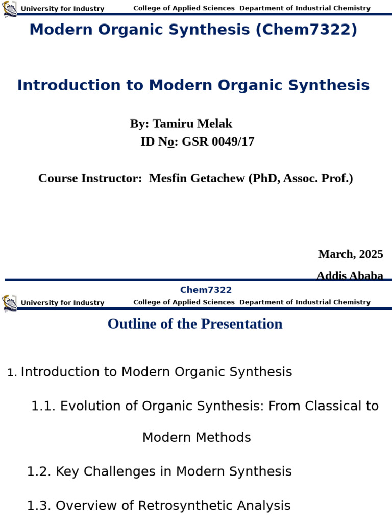Modern Organic Synthesis Overview | PDF | Enantioselective Synthesis ...