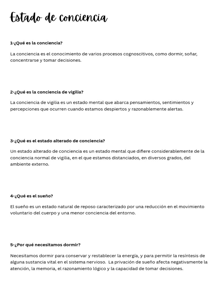 Estado de Conciencia | PDF | Conciencia | Reforzamiento
