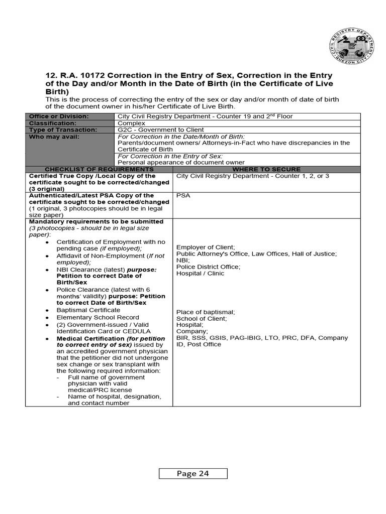 Birth Certificate Correction Process | PDF | Birth Certificate