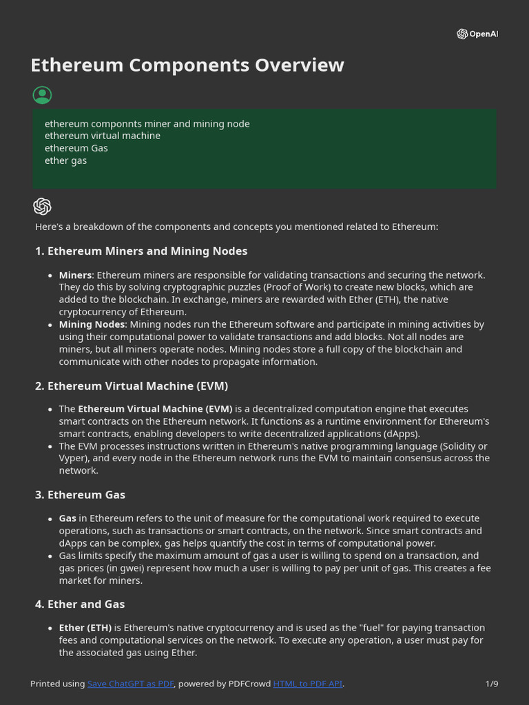 Ethereum Components Overview | PDF | Peer To Peer | Computer Engineering